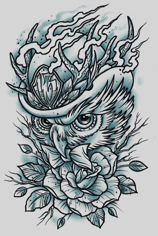 Coruja Blackwork 30cm