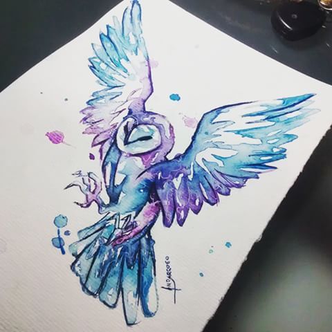 Coruja aquarela 40cm